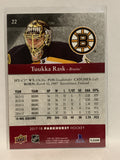 #22 Tuukka Rask Red Boston Briuns 2017-18 Parkhurst  Hockey Card
