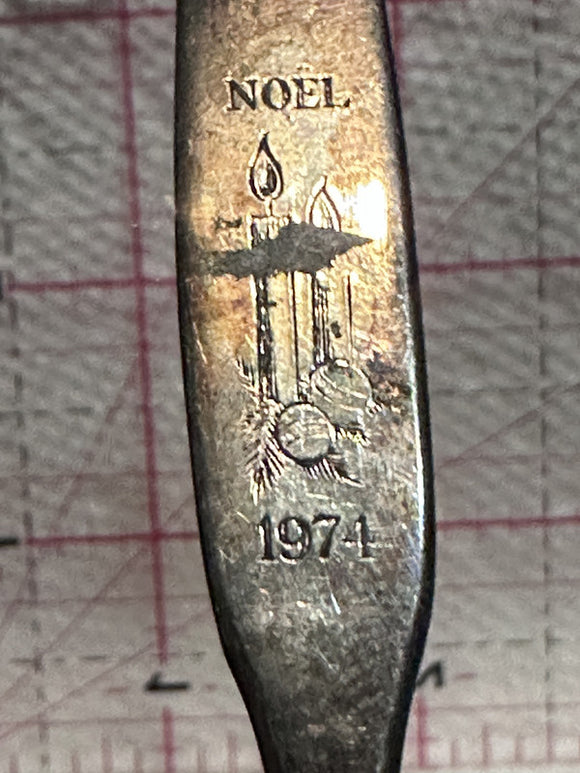 Noel 1974 Candle Ornament Silver Plated  Souvenir Spoon