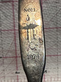 Noel 1974 Candle Ornament Silver Plated  Souvenir Spoon