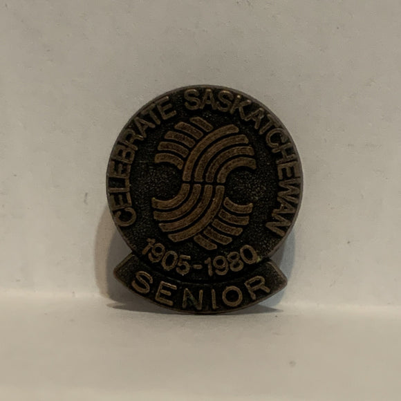 Senior Celebrate Saskatchewan 1905 1980 Lapel Hat Pin