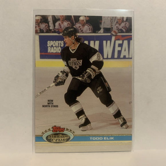 #310 Todd Elik Minnesota North Stars 1991-92 Topps Stadium Club Hockey Card LZ3