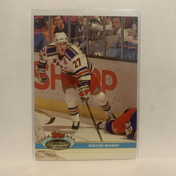 #306 David Shaw New York Rangers 1991-92 Topps Stadium Club Hockey Card LZ3