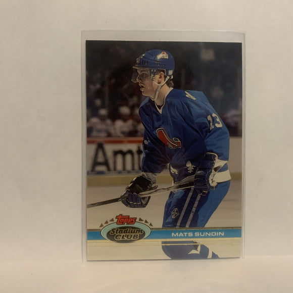 #300 Mats Sundin Quebec Nordiques 1991-92 Topps Stadium Club Hockey Card LZ4