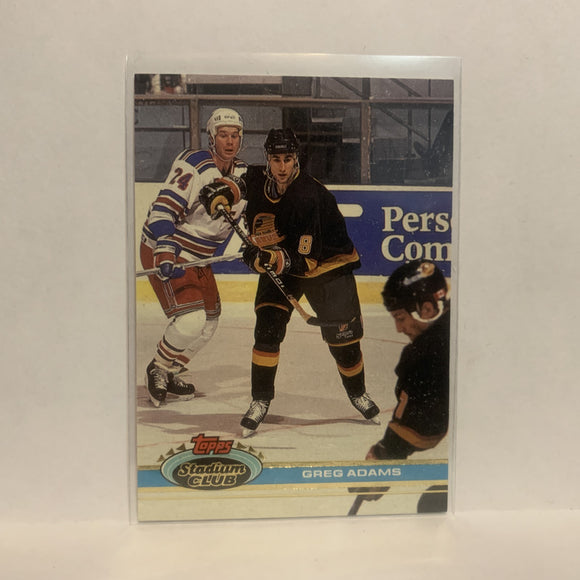 #52 Greg Adams Vancouver Canucks 1991-92 Topps Stadium Club Hockey Card LZ4
