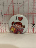 I Love Heart Reading Button Pinback