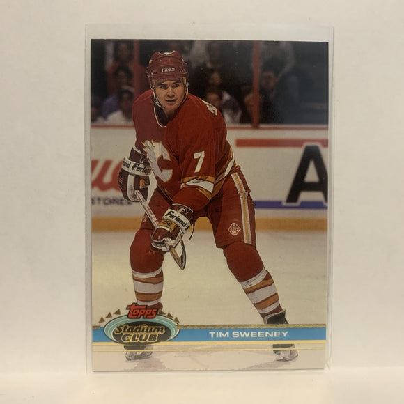 #394 Tim Sweeney Calgary Flames 1991-92 Topps Stadium Club Hockey Card LZ5