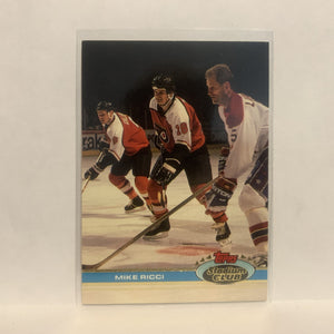 #386 Mike Ricci Philadelphia Flyers 1991-92 Topps Stadium Club Hockey Card LZ5