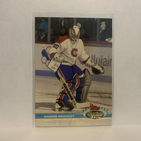 #377 Anfre Racicot Montreal Canadiens 1991-92 Topps Stadium Club Hockey Card LZ5