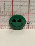 Green Smiling Shamrock Face Button Pinback