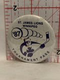 St James Lions 1987 Tournament Pass Button Pinback