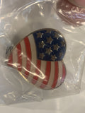 USA American Flag Heart Lapel Hat Pin