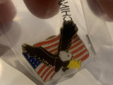 Eagle on USA American Flag Lapel Hat Pin