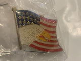 Eagle Head on a USA American Flag Lapel Hat Pin