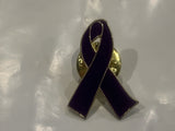 Purple Ribbon Lapel Hat Pin