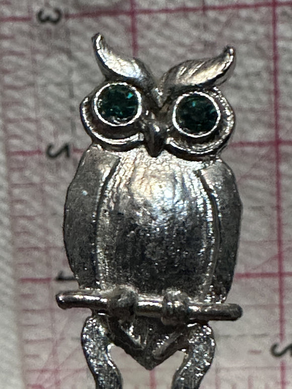 Medicine Hat Alta Alberta Green Jewell Owl  Souvenir Spoon