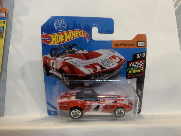 Red '69 Corvette Racer HW Race Day 2018 Hot Wheels Short Card New Diecast Cars AB