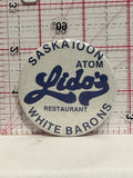 Saskatoon Atom White Barons Lido's Restaurant Button Pinback