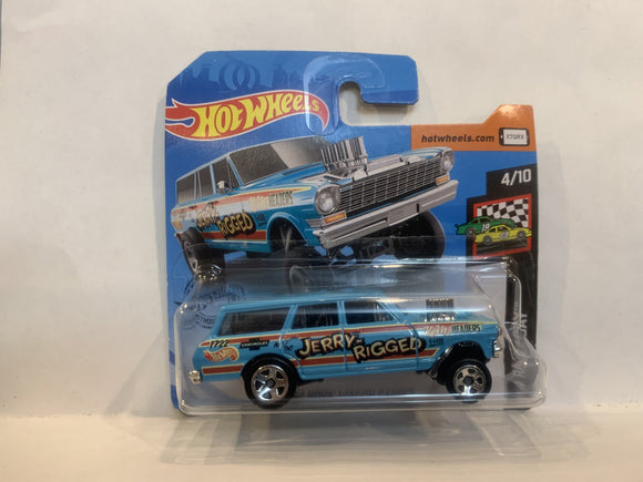 Blue Jerry Rigged '64 Nova Wagen Gasser HW Race Day 2018 Hot Wheels Short Card New Diecast Cars AB