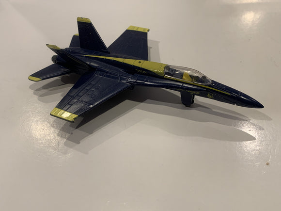 Blue Yellow F-18 Hornet Jet Plane Toy Car Vehicle