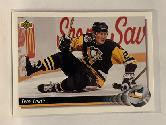#208 Troy Loney Pittsburgh Penguins 1992-93 Upper Deck Hockey Card