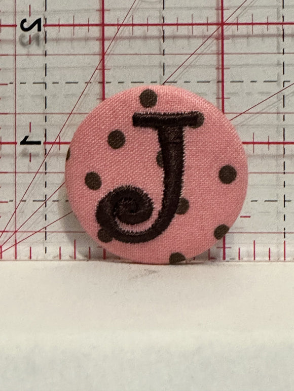 Letter J Button Pinback