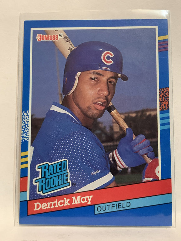 #36 Derrick May Rated Rookie Chicago Cubs 1991 Donruss Baseball Card