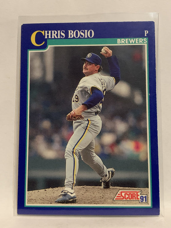 #43 Chris Bosio Milwaukee Brewers 1991 Score Baseball Card