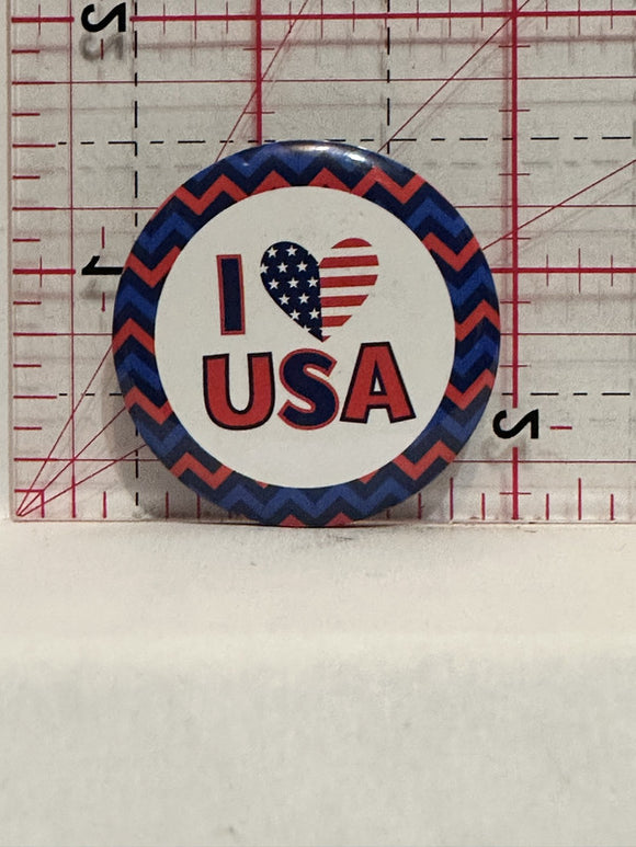 I Love USA Button Pinback