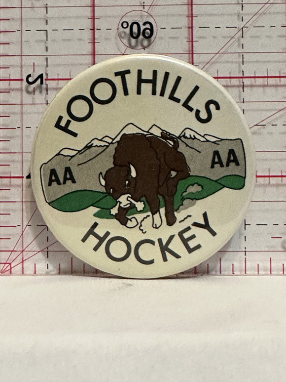 Foothills AA Bison Hockey Button Pinback