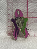 Pink Ribbon Purple Green People Hugging the Earth  Lapel Pin