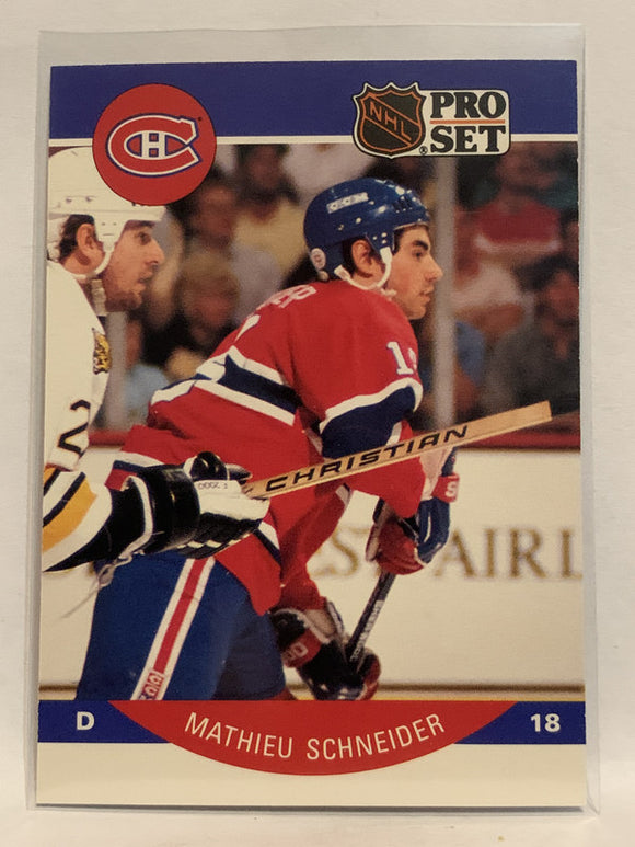 #158 Mathieu Schneider Montreal Canadiens 1990-91 Pro Set Hockey Card