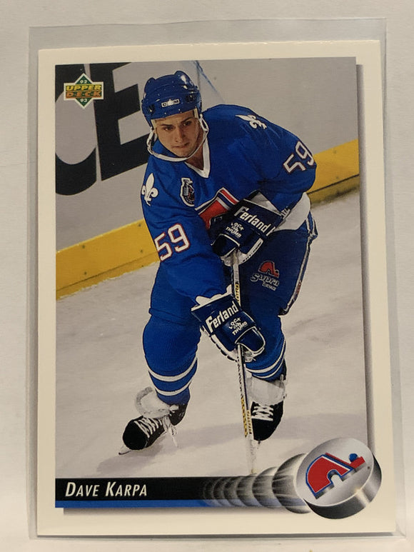 #517 Dave Karpa Quebec Nordiques 1992-93 Upper Deck Hockey Card