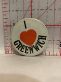 I Love Greenwich Button Pinback
