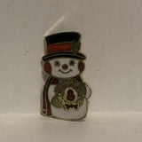 Snowman Holding a Wreath Lapel Hat Pin