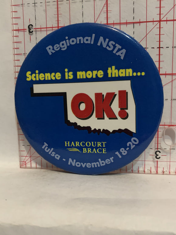 Regional NSTA Harcourt Brace Oklahoma Nov 2020 Button Pinback