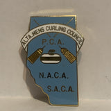 Alta Mens Curling Council P.CA. N.A.C.A. S.A.C.A Lapel Hat Pin
