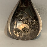 Christmas 1974 Carolers Santa Flying over Village Collectable Souvenir Spoon CB
