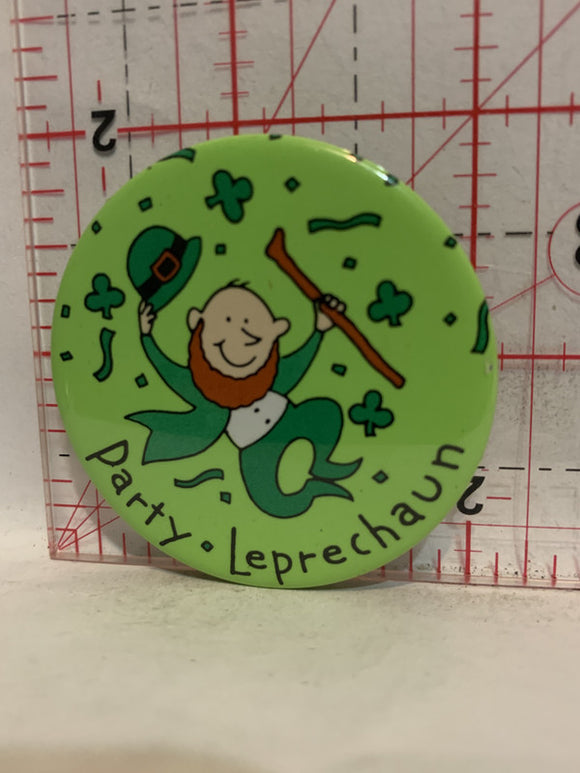 Party Leprechaun Button Pinback