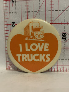 I Love Trucks Mascot Button Pinback