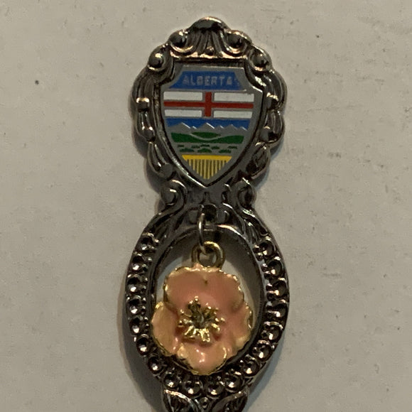 Columbia Icefields Alberta Wild Rose Flower Collectable Souvenir Spoon CD