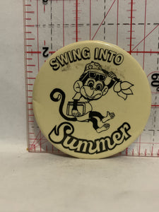 Swing into Summer Monkey Button Pinback
