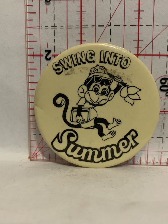 Swing into Summer Monkey Button Pinback