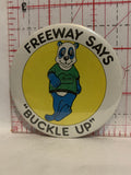 Freeway Says Buckle UP Alberta Panda Mascot Button Pinback