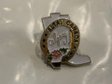 Calgary Alta Canada Horse Shoe White Boot Lapel Hat Pin