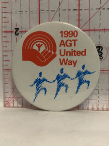 1990 AGT United Way Button Pinback
