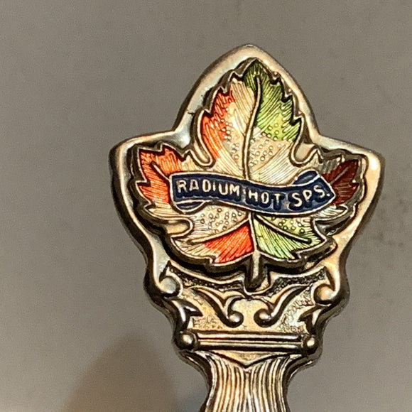 Radium Hot Springs Maple Leaf Canada Collectable Souvenir Spoon CF