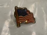 Waving USA American Flag Lapel Hat Pin