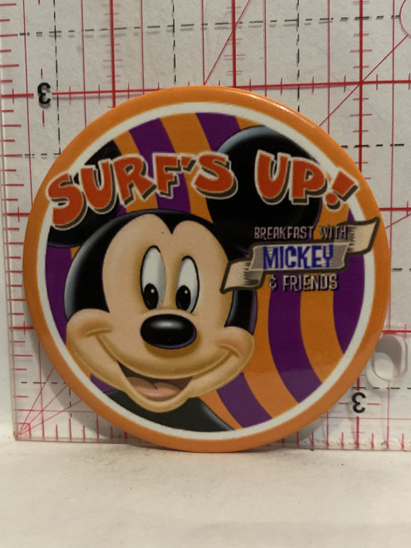 Surfs Up Breakfast with Mickey & Friends Disney Button Pinback