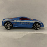 Blue Police Interceptor Cadillac Cien ©2002 Hot Wheels Diecast Car BK