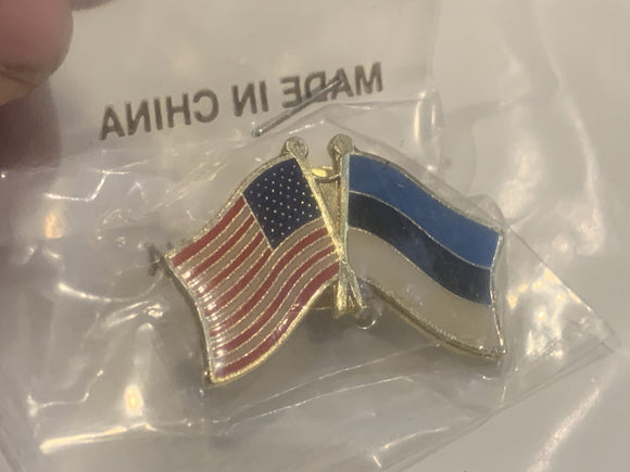 USA Estonia Friendship Flags Lapel Hat Pin